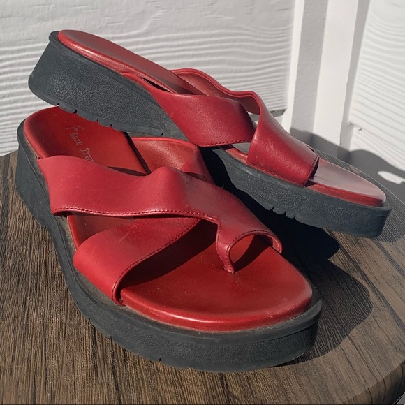 Genuine Leather Red 90s Sandals - Picture 1 of 6